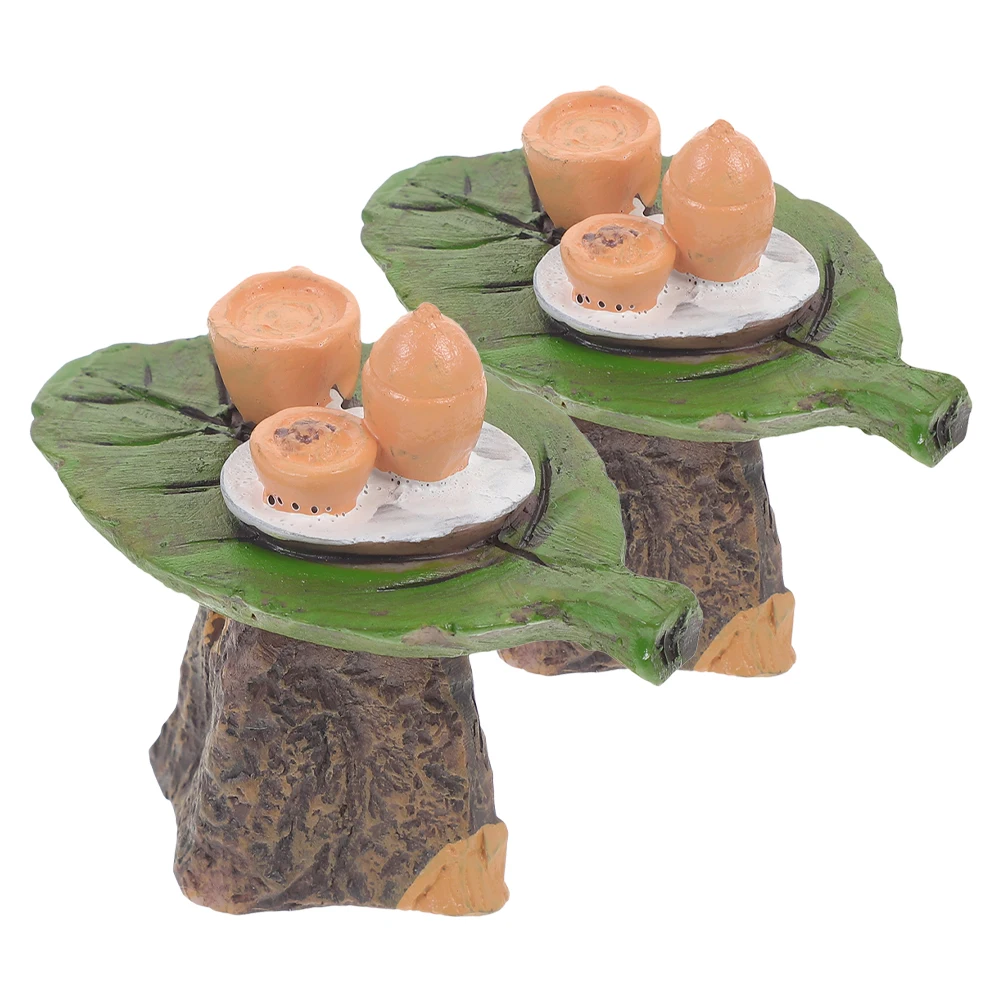 Microadorno de paisaje de juguete, adornos de bonsái de resina para jardín de hadas en miniatura, modelo de mesa de té, 2 uds.