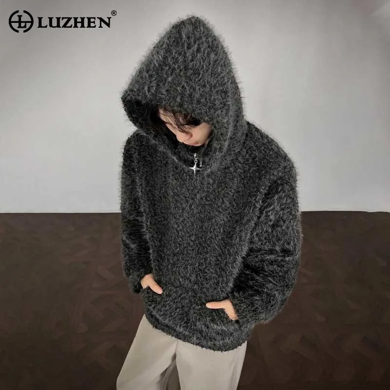 

LUZHEN 2025 зимние новые оригинальные флисовые толстовки высокого качества, пуловеры, мужская мода, красивая уличная одежда, повседневный мужской свитер JY5348