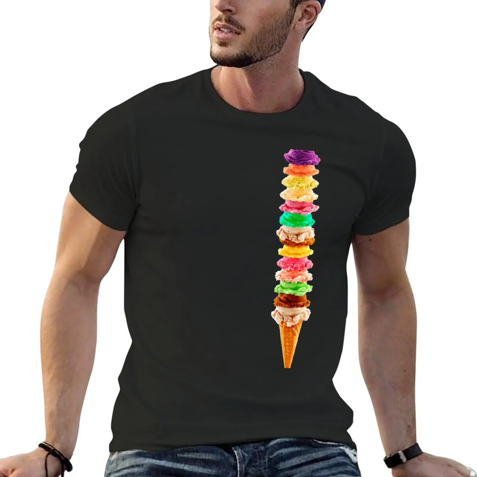 

Ice Cream Pile T-Shirt vintage anime shirt hippie clothes oversized t shirts for men