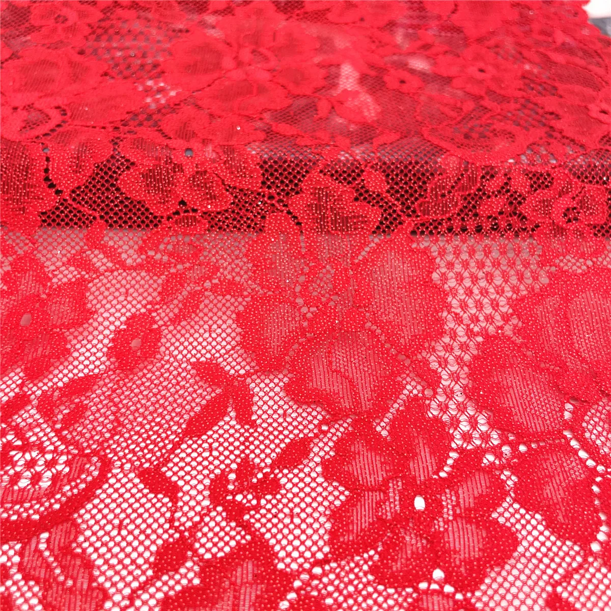 3y/lot Width 22.50cm Red With Foil Shimmer Shiny Elastic Lace Trim Skirt Hem For Clothes Sewing Accessories Lingerie Dress