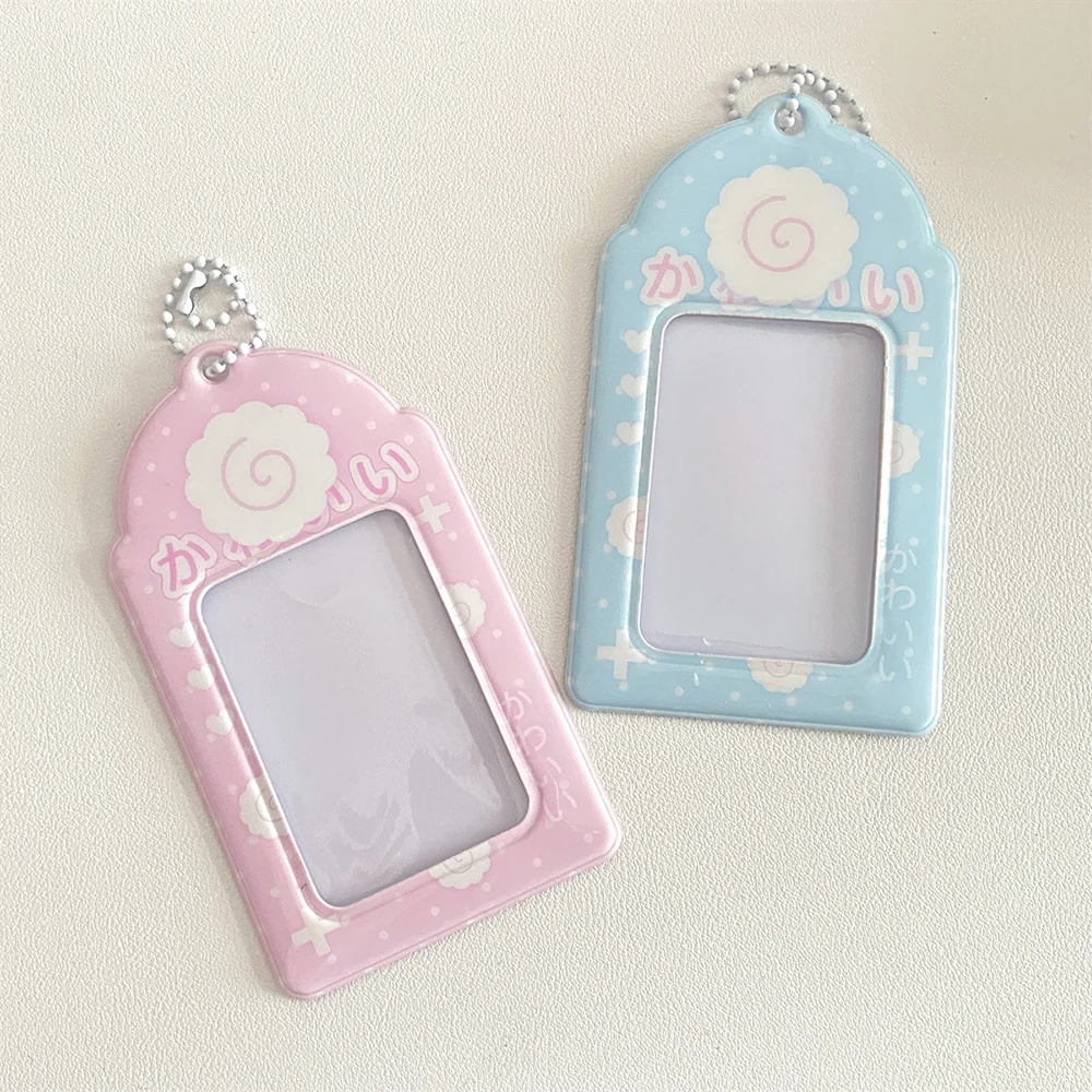 INS-Rosa e Azul Photocard Titular com Chaveiro, Student Bus ID Card Holder, Coreano Idol Foto Manga, Papelaria para Estudante