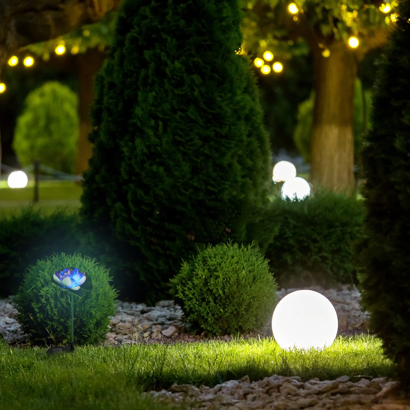 

Solar Lights Solar-powered Flower Garden Lamp Lantern Decorations Decorative Outdoor Blue