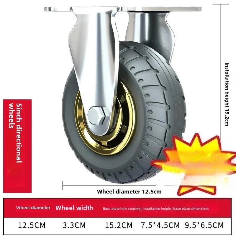 1 STKS Universele Zachte Rubberen Meubelwielen met Eenrichtingsstille Remwiel 3/4/5 Inch voor Bureau Karren