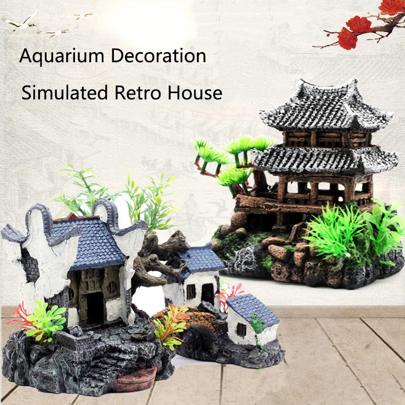 

Resin Aquarium Rockery Mountain Decoration Artificial View Rock Cave Stone Tree Fish Tank Ornament Pet Supplies Home Decor New