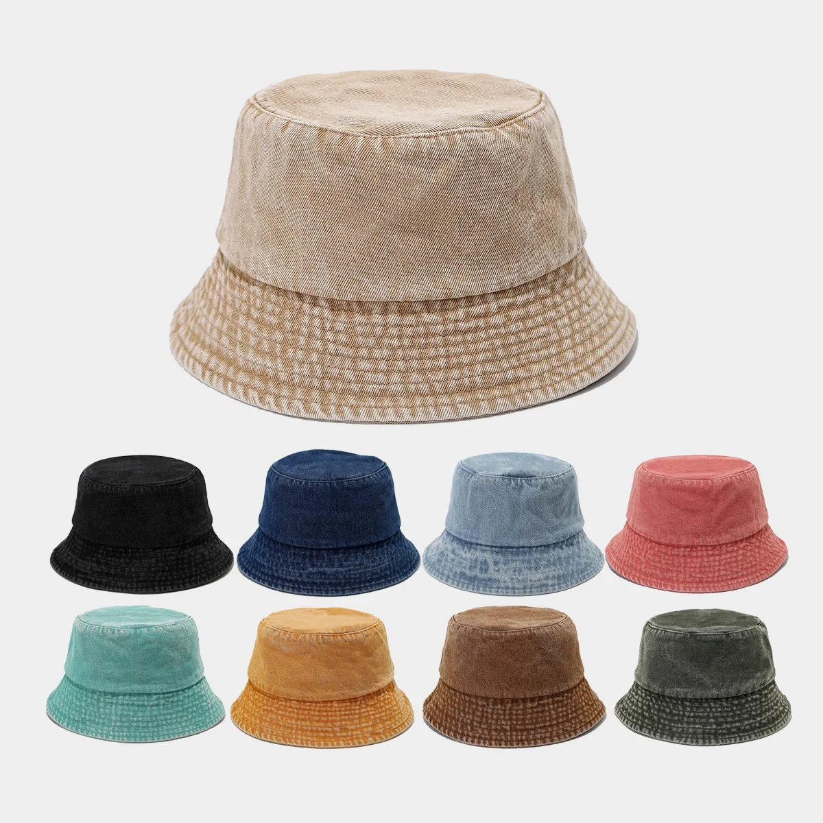 

Unisex Solid Color Washed Denim Bucket Hat Simple Foldable Fisherman Cap Sunscreen Panama Hats Outdoor Travel Fisherman Hat