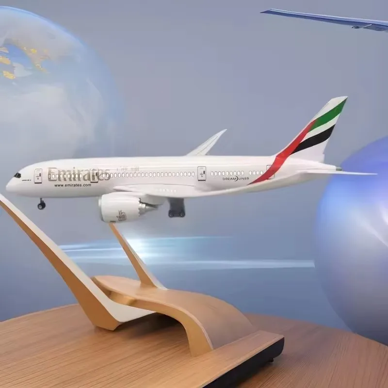 

New 1/160 Scale Diecast Model Emirates B787 Airways Resin Airplane With Light Toy Airline Decoration Collection Display Fan Gift