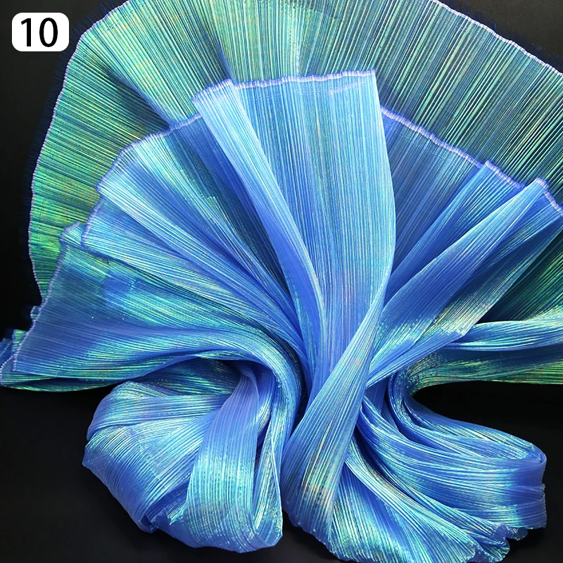 

Gradient Pleated Organ Fabric Soft Yarn Organza Mermaid Pleated Texture Fabric DIY Handmade Dress Costume Background Decor