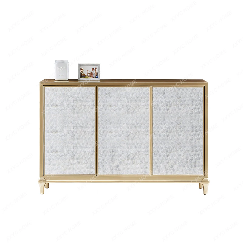 A Simple porch cabinet, champagne gold shell decorative foyer cabinet