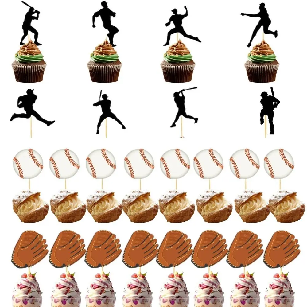 Birthday Party Paper Baseball Cupcake Toppers Sports Party Decorations Boys Birthday Cake Boys