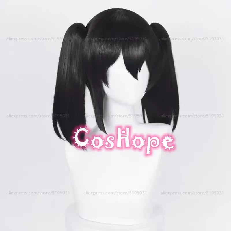 نيكو يازاوا شعر مستعار تأثيري مع ذيل الحصان شعر مستعار أسود تأثيري أنيمي تأثيري الباروكات مقاومة للحرارة شعر مستعار اصطناعي هالوين