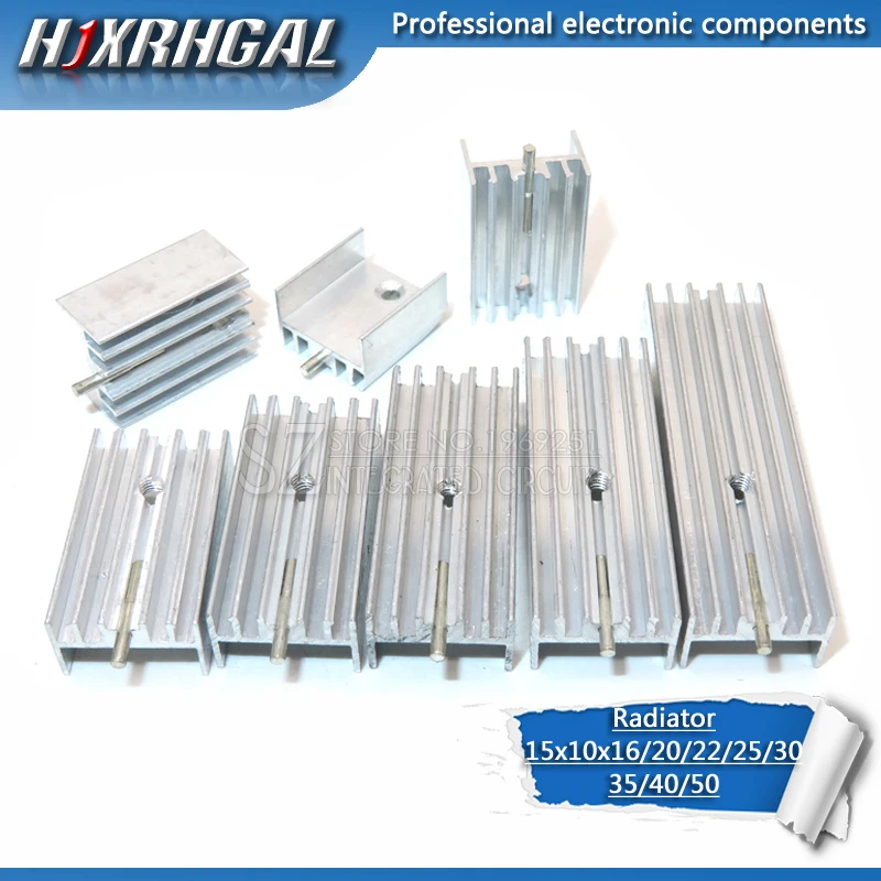 1pcs Aluminum Heatsink Radiator 15*10*16/20/22/25/30/40/50mm With Needle hjxrhgal For Transistors TO220 white HJXRHGAL