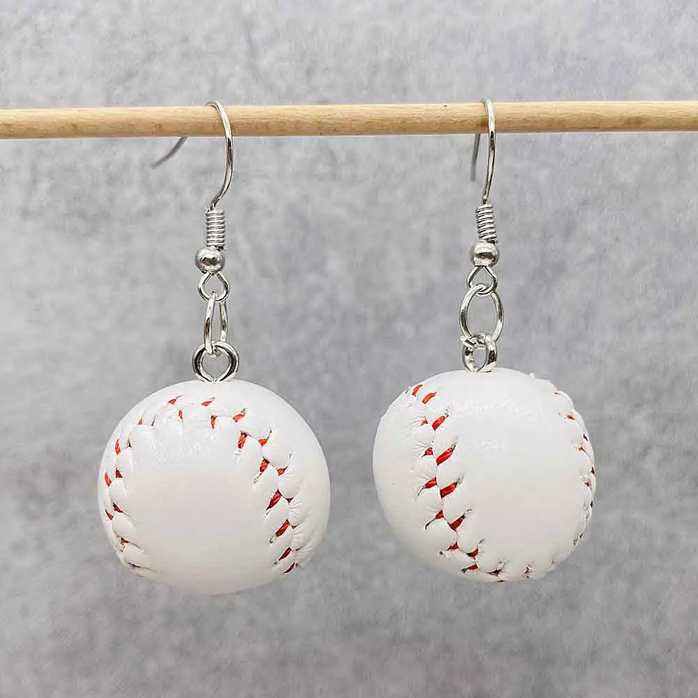 Creative Baseball Dangle Earrings Big Faux Leather Baseball Drop Earrings Jewelry for Women Girls Sport Lover