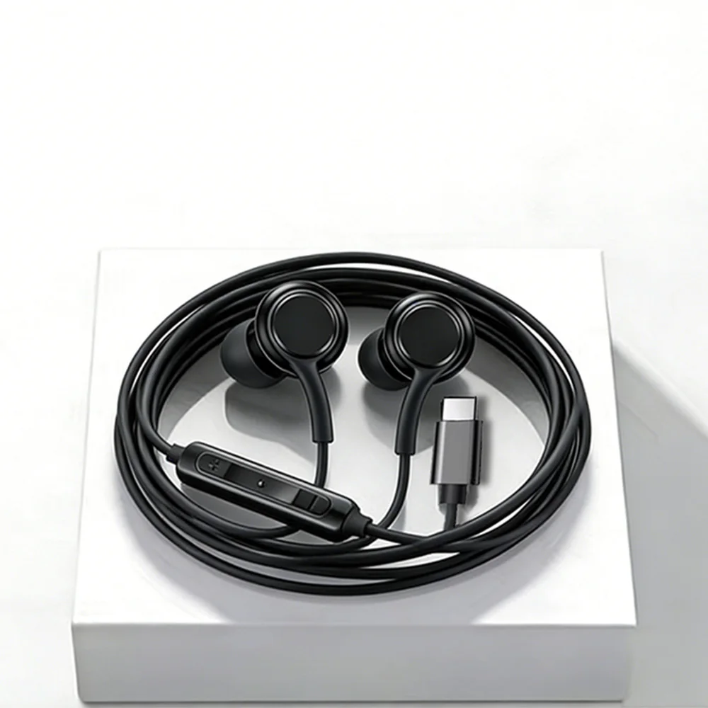 Wired Microphone Earphone For Samsung Galaxy S25 24 S23 S22 S21 Ultra Plus In Ear Type C 3.5 MM Earbuds For Work Music Calls