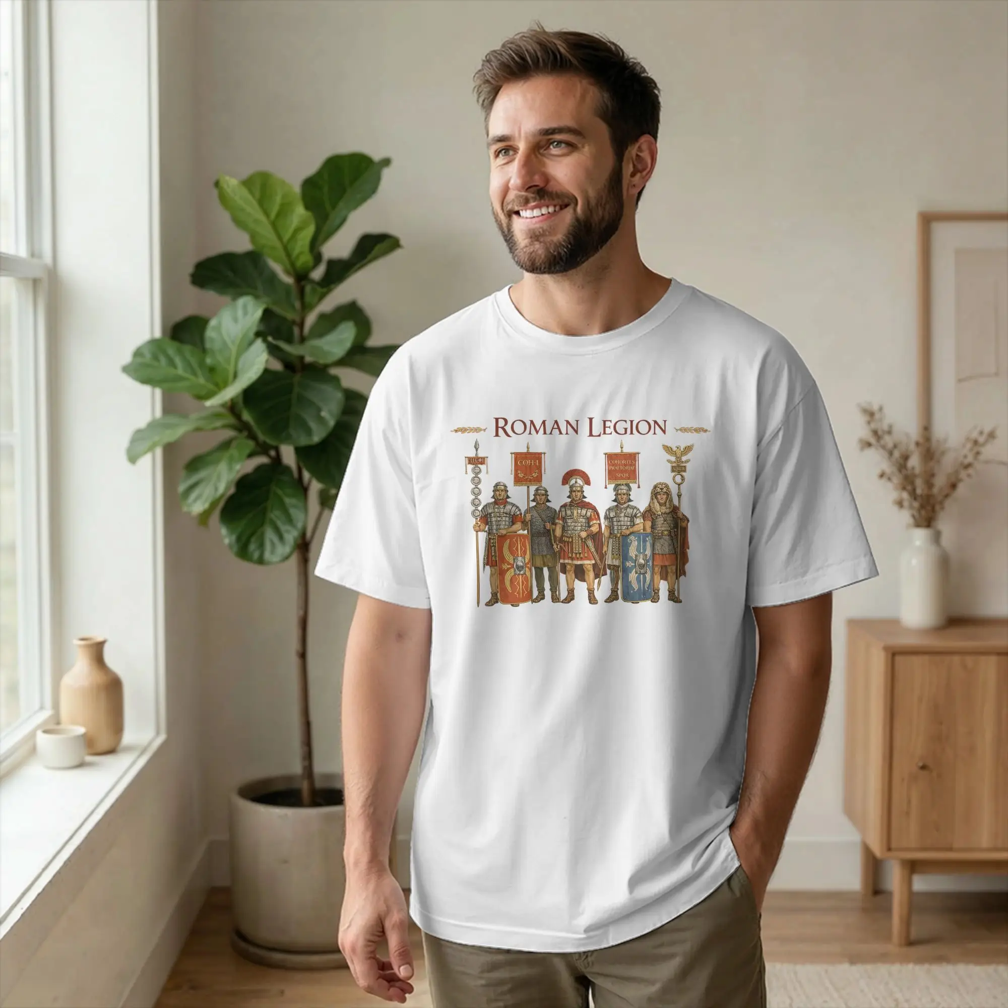 Men's Roman Legion Soldiers Ancient Warrior Art T Shirts Cotton Clothing Fun Short Sleeve Round Neck Tee Shirt Classic T-Shirt