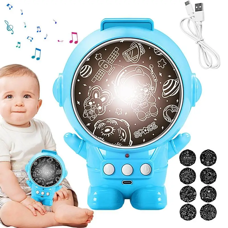 Astronaut Light Projector Astronaut Galaxy Projector With 8 Cartoon Slides Kids Boys Girls Room Decor Projection Toys For