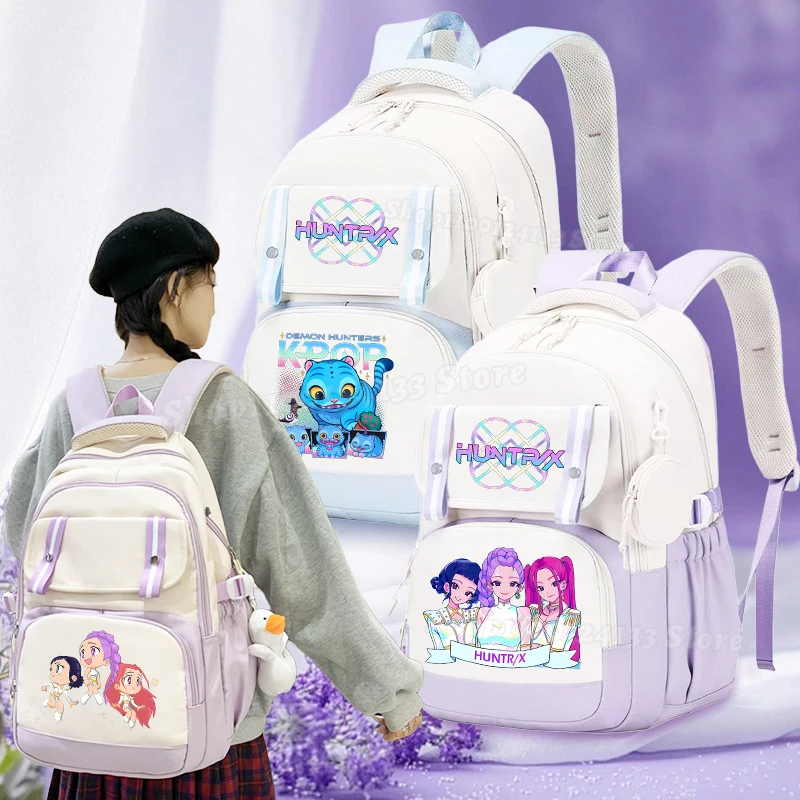 

Demone Hunter School Bags Girl Student Back School Gift Kids Harajuku Rucksack Cute Anime Print Woman Y2K Kawaii Travel Backpack