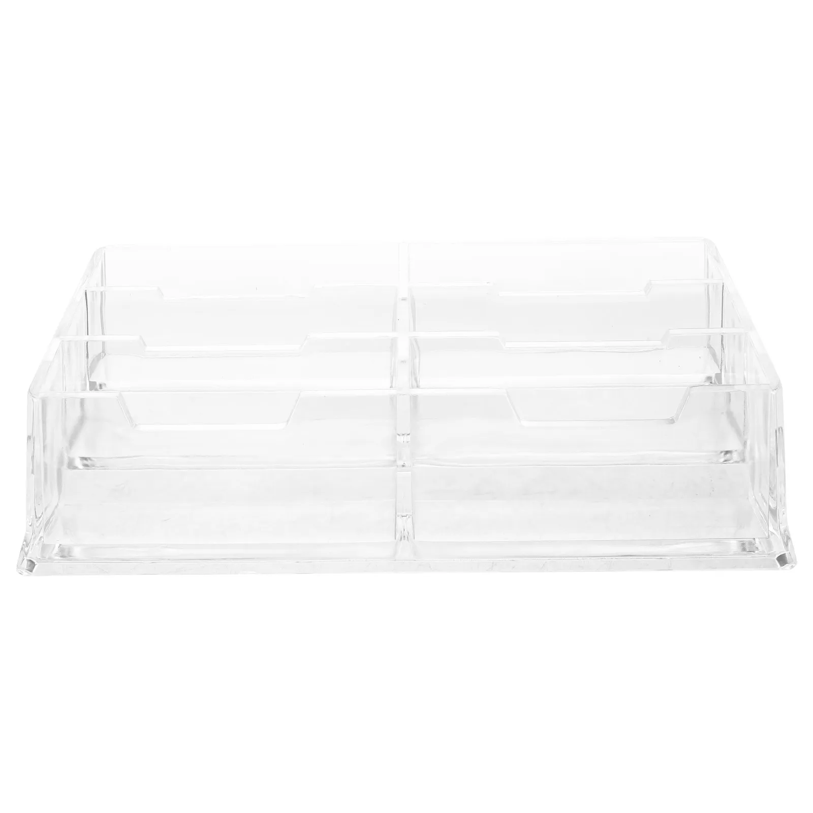 Clear Plastic Business Card Holder 6-Slot Vertical Desk Organizer Business Card Display Stand for Office Tabletop