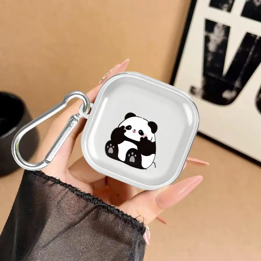 Cute Cartoon Panda Case For Samsung Galaxy Buds Live 3 FE 3Pro 4Pro 2 4 Pro Clear Earphone Cases Cover