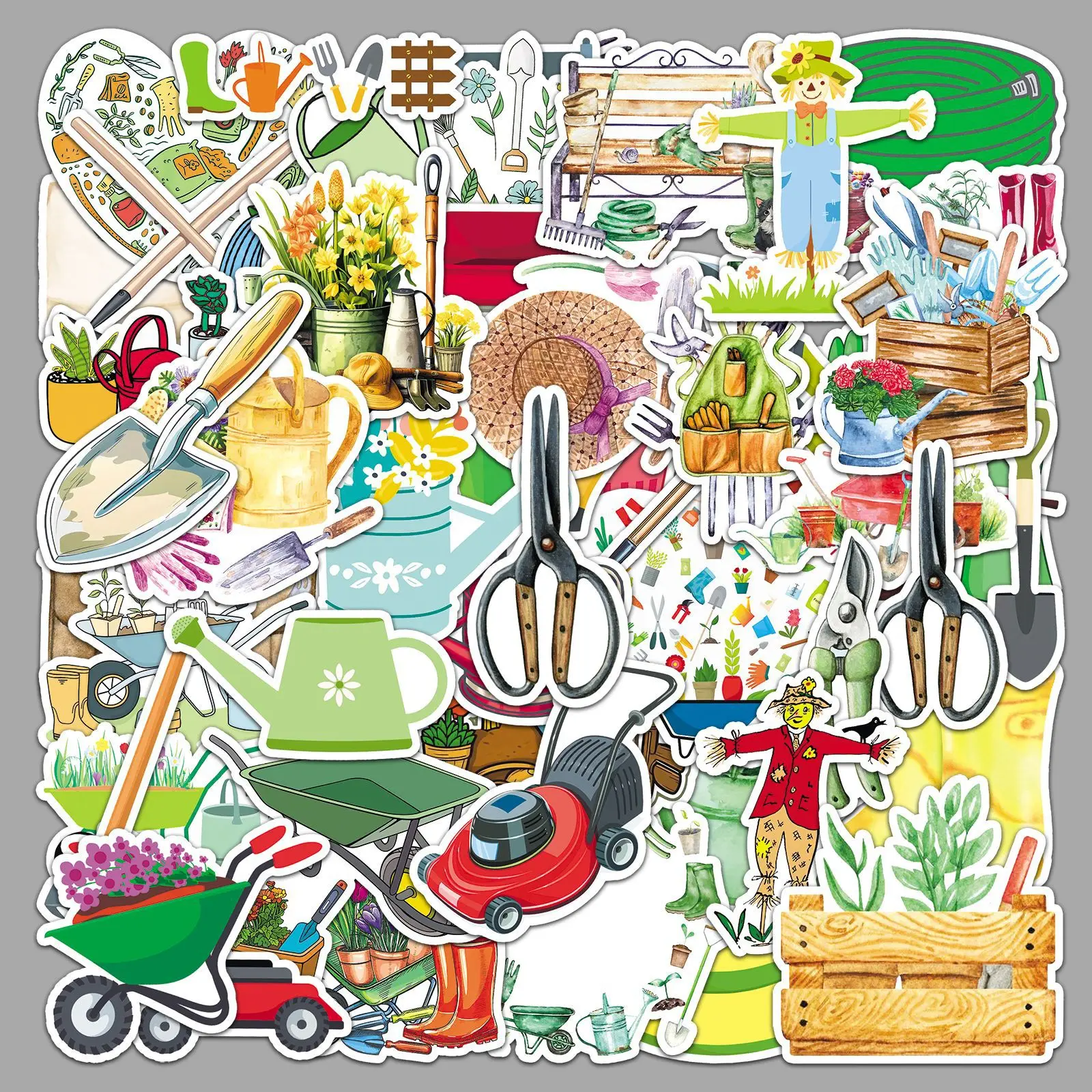 

51Pcs Garden Tools Graffiti Stickers Personalized Creative Decorative Stickers DIY Guitar Phone Skateboard Waterproof Stickers