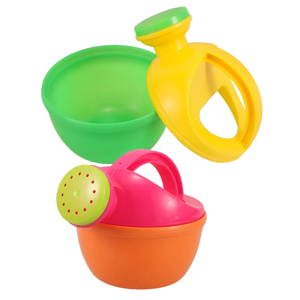 2Pcs Small Plastic Kids Watering Can Handle Adjustable Sprayer Bath Beach Garden Watering Pail Outdoor Water Toddler Beach Toys