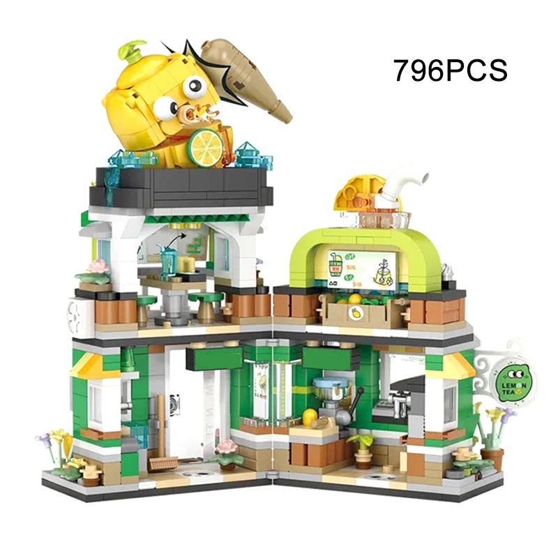 مجموعة مكعبات بناء المتجر الإبداعي لتقوم بها بنفسك نموذج شارع المدينة جزيئات صغيرة تجميعها الطوب ألعاب الأطفال هدايا المفروشات المنزلية