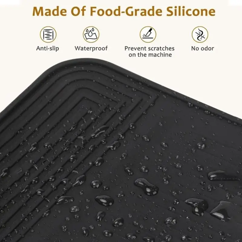 M6CB Silicone Coffee Machine Mat Spill Catcher Tool Storage Slot Nonslip Cup Holder for ES601 ES701 Coffee Machine