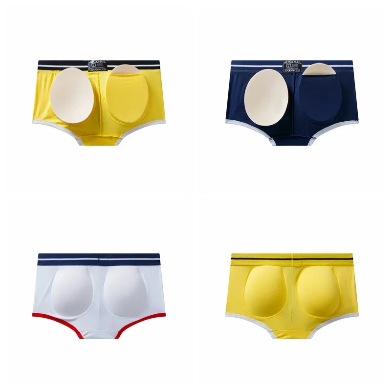 Men Trunks Built-in Fake Butt Hip Lifter Enhancer Shorts Boxer Briefs Padded Underwear Shapewear Underpants Cotton Breathable