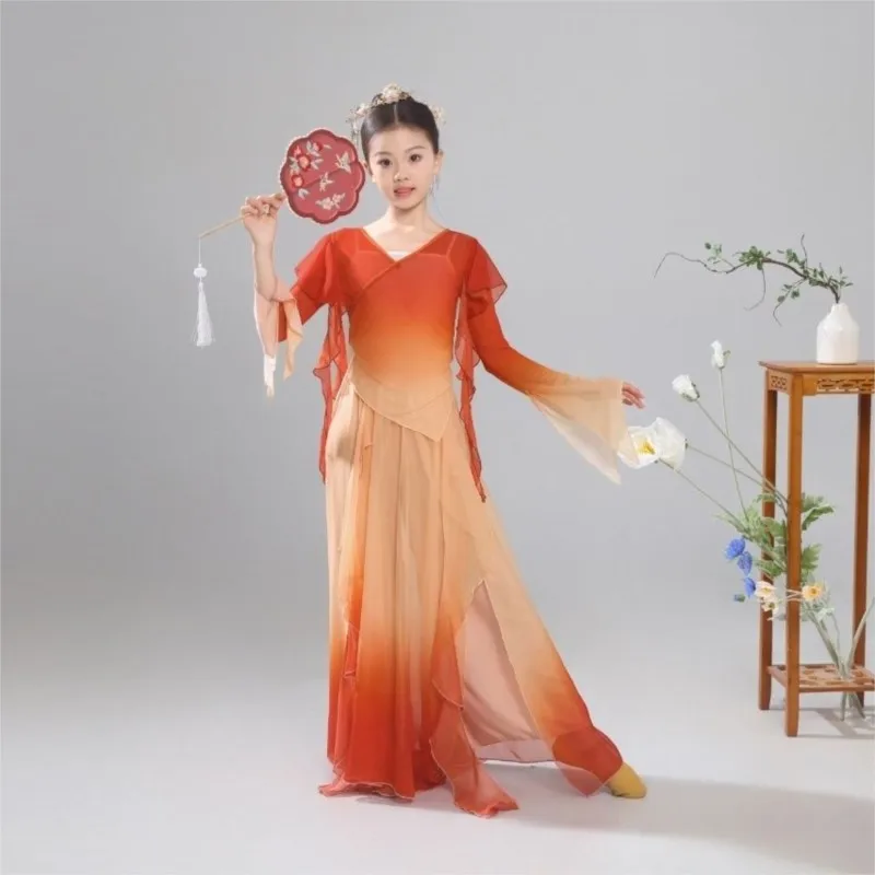 

Children's Classical Dance Costume Girls' Practice Long Sleeve Dance Performance Set Kids' Chinese Dancing Uniform Costume LI284