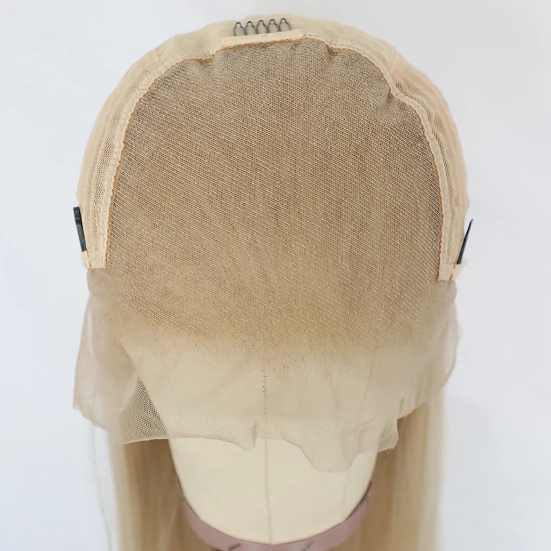 긴 스트레이트 레이스 프론트 가발, 천연 헤어라인 합성 레이스 프론트 가발, 13x6 라이트 골드