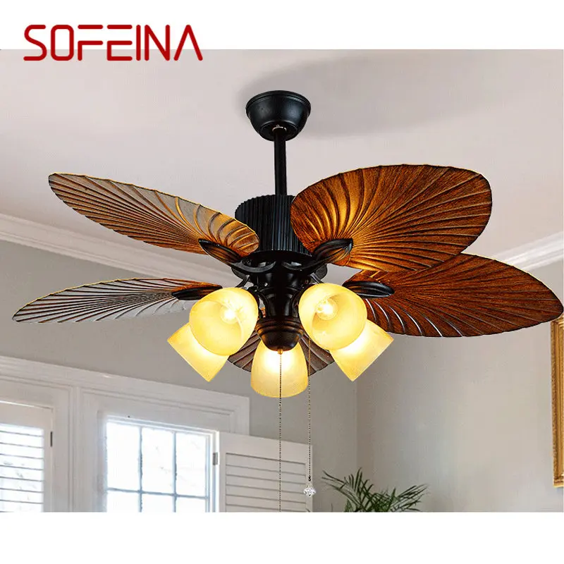 

SOFEINA Ceiling Lamps With Fan For Rooms With Wood Blade Remote Control Modern Fan Light Home Dining Room Bedroom Restaurant