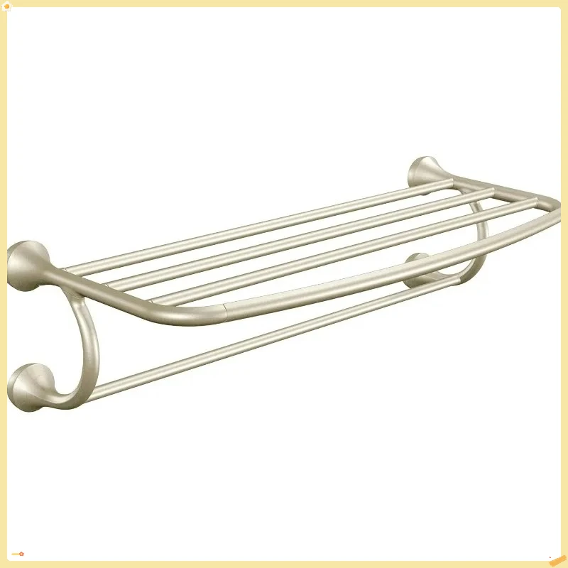 رف مناشف الحمام على طراز الفندق - حامل جداري واسع من النيكل المصقول مقاس 26 بوصة