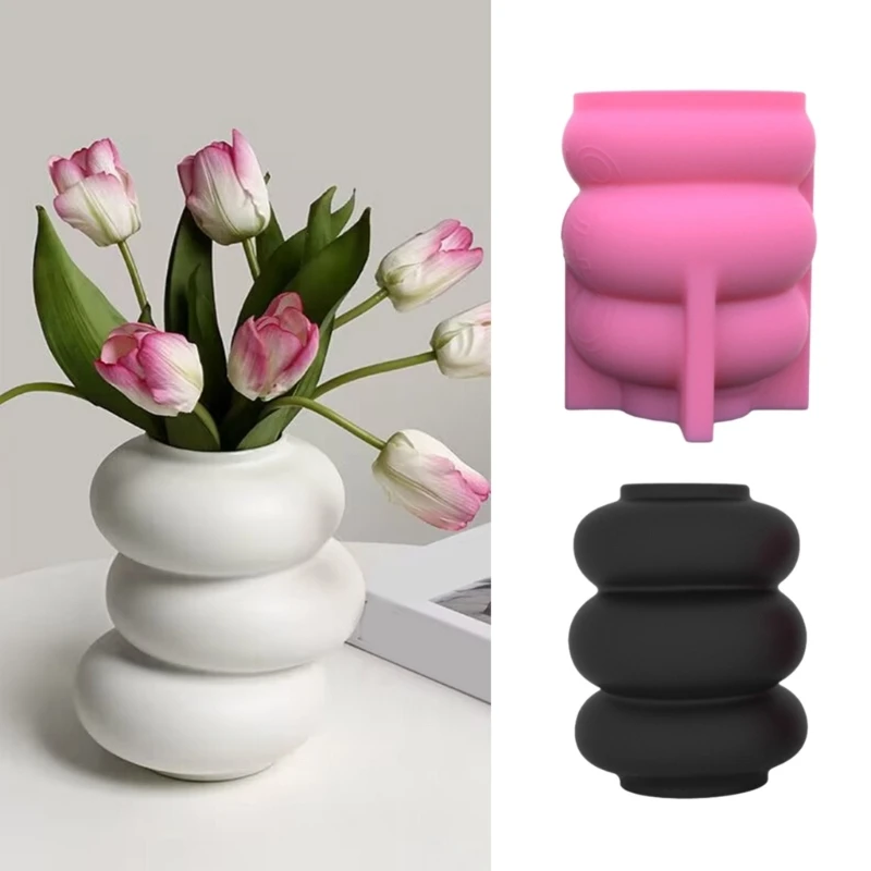 Unique Donuts Shaped Silicone Mold for DIY Vase Flower Arrangement Vase Resin Molds Desktop Decoration Table Centerpiece R3MC