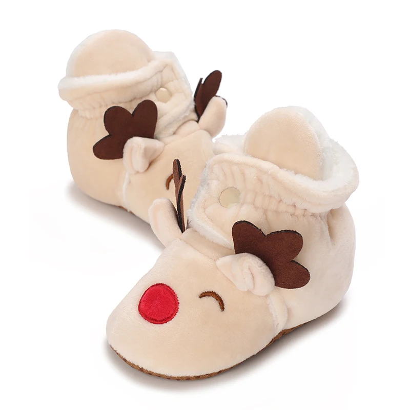 Infant Newborn Booties Santa Foot Socks Baby Christmas Boots Lovely Snowflake Santa Design Winter Warm Slippers Anti-Slip Shoes