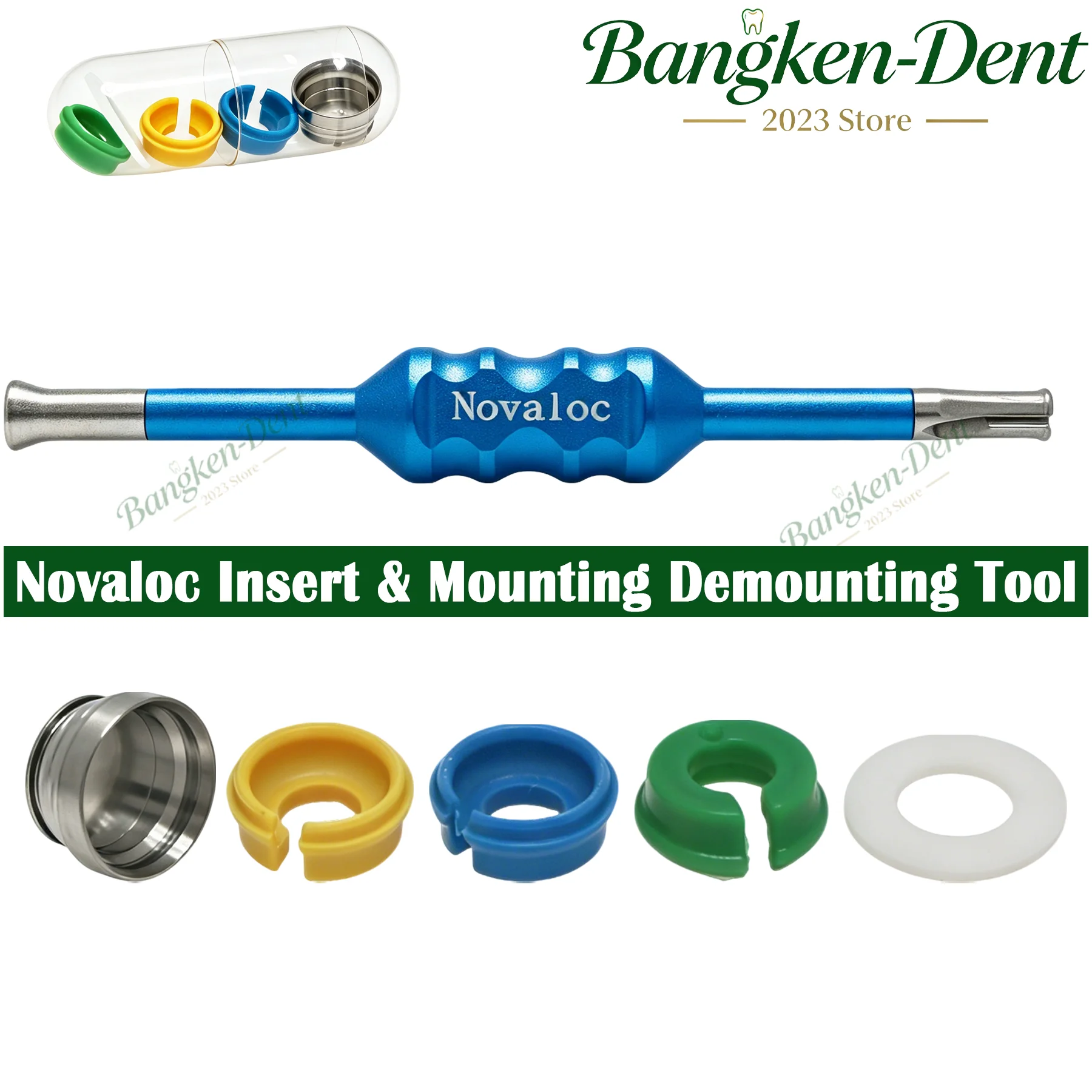 Dental Novaloc Type Implant Overdenture Retention Insert PEEK Caps, Titanium Housing Caps, Mounting & Removing Tool Kit