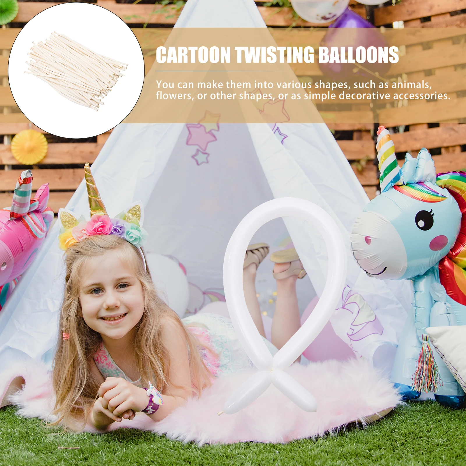 

100pcs Long Balloons Spiral Twisting Kit Decorative Party Supplies Cartoon Shaped Wedding Birthday Prop Thin Emulsion