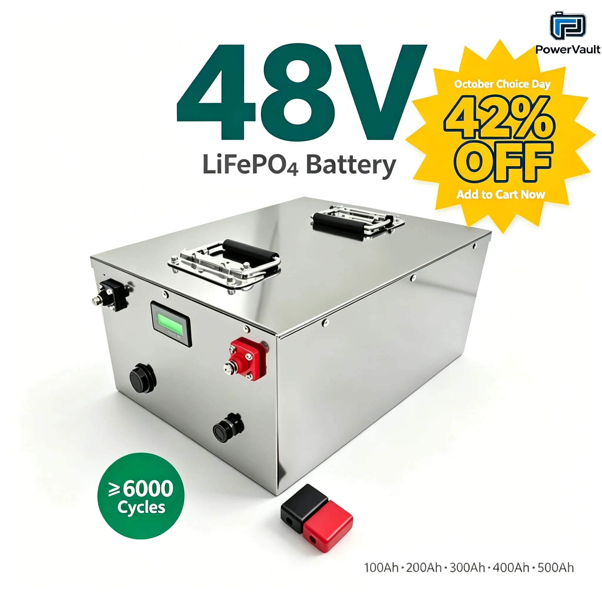 48V 50-250Ah LiFePO4 Battery for Solar, RV, Off-Grid, Marine, Deep Cycle, Built-in BMS, 6000+ Cycle Life, High Quality