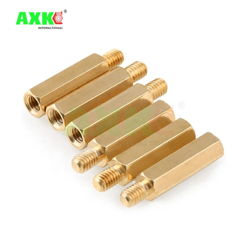

AXK 10pcs/lot 6 + 6 pillars 6 mm high 6MM M3 hexagon copper pillars Spacer