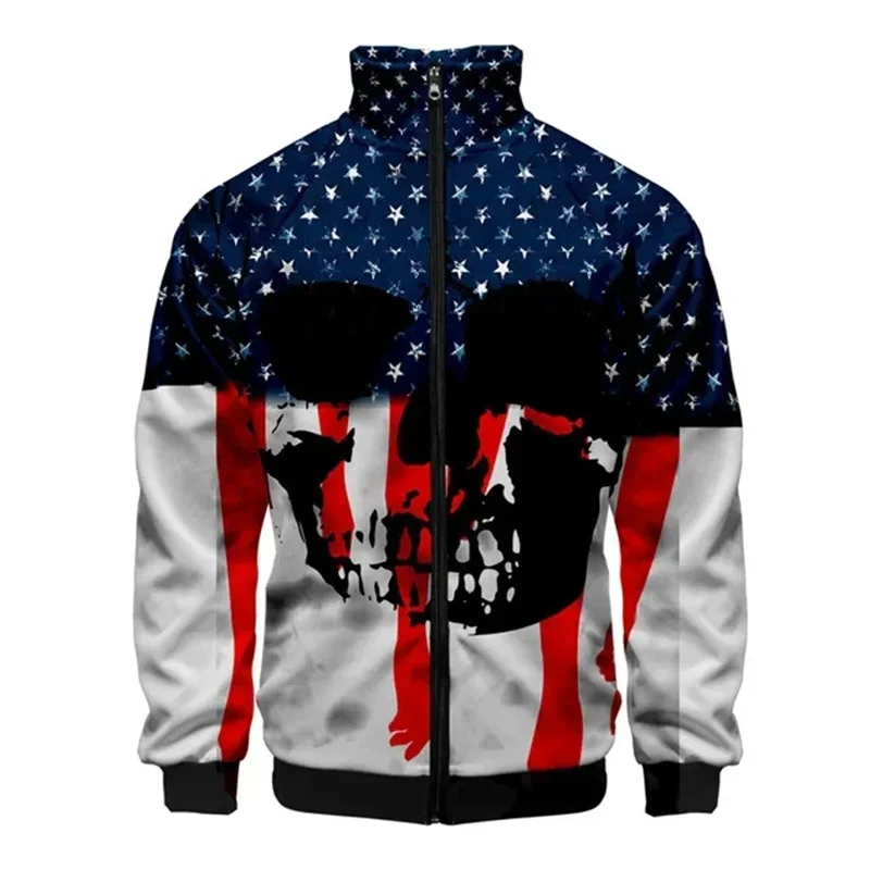 New USA American Flag Pattern 3D Jacket Men Women Harajuku Hip Hop New Style Coat Casual Stand Collar Zipper Sweatshirt Jacket