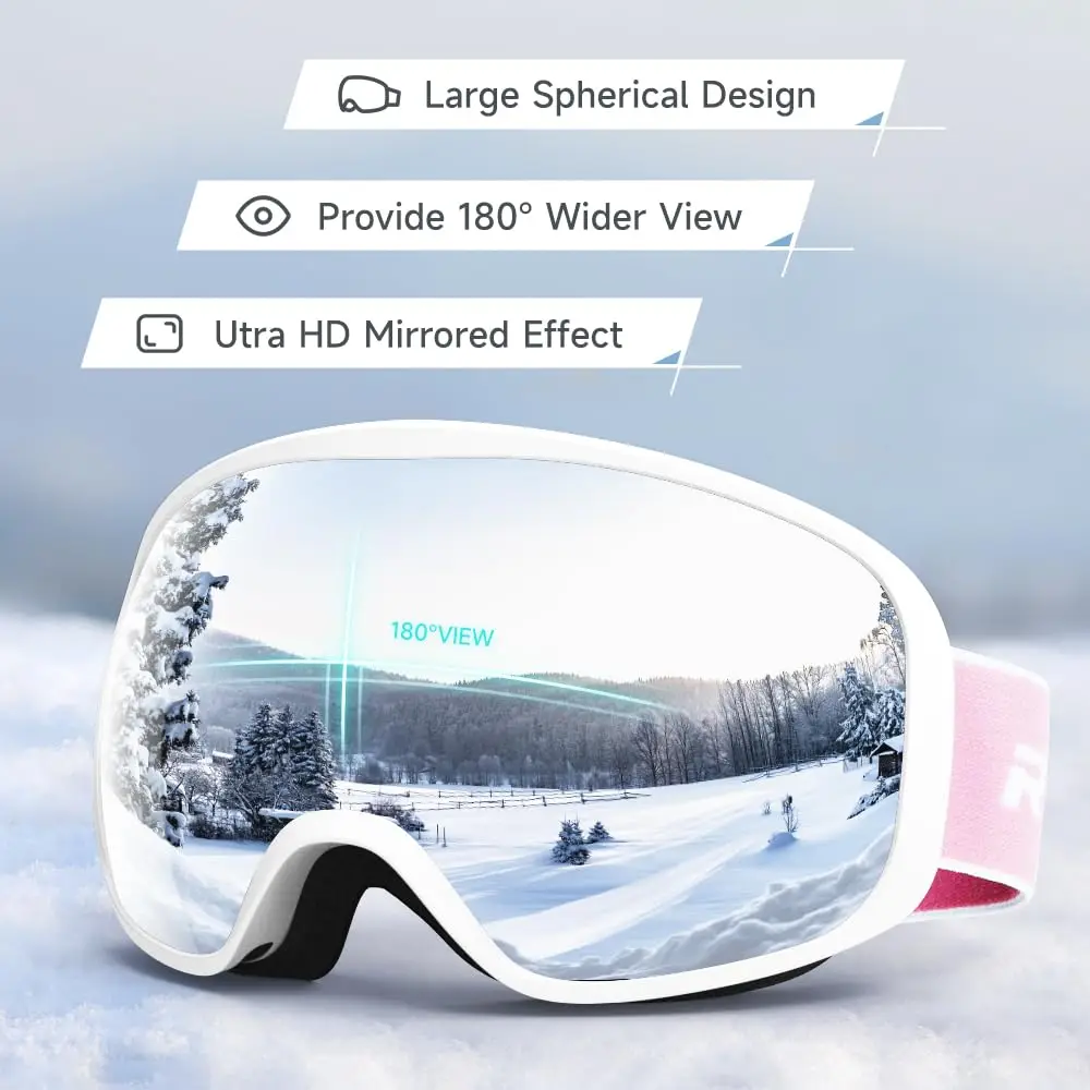 Ski Goggles Snowboard Goggles for Men Women Adults Youth,Over Glasses OTG/100% UV Protection/Anti-fog/Wide Vision