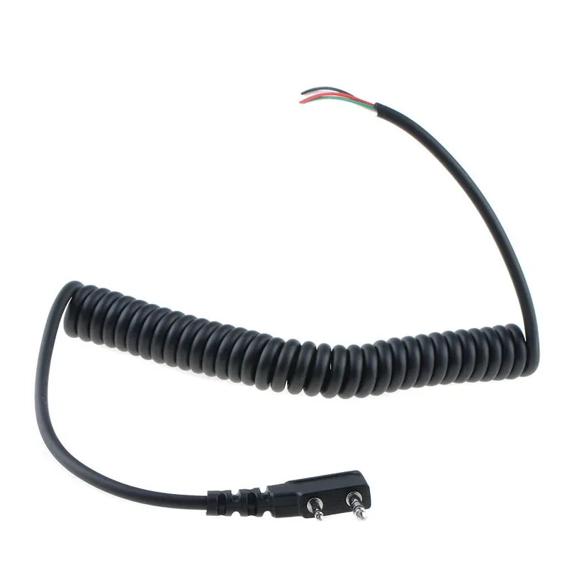 Cable de resorte para walkie-talkie Baofeng UV5R UV-5R Kenwood TK370 Linton YTY, cabezal K, 2 pines, 4 cables, micrófono, altavoz