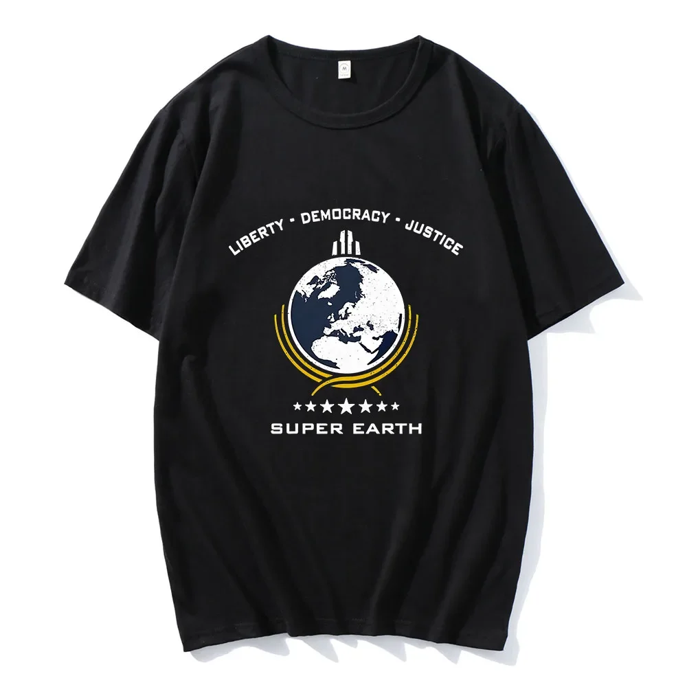 

Shooting Game Helldivers T-shirt Super Earth Graph Printing Tee-shirt Cotton Mens Soft Summer Tshirts Short Sve Mens Tees