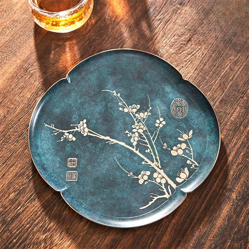 Series Tea Tray Begonia Chinese Pot Bearing Cup Holder Purple Copper Sound Like