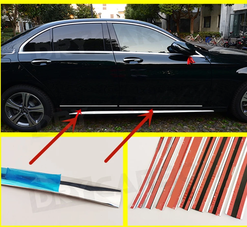 Auto Car Accessories Self Adhesive Side Door Chrome Strip Moulding Decoration Bumper Protector Trim Tape Tools