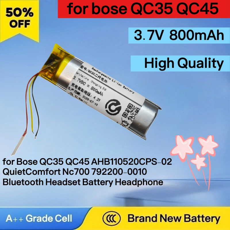 3.7V 800mAh New Battery for Bose QC35 QC45 AHB110520CPS-02 QuietComfort Nc700 792200-0010 Bluetooth Headset Battery Headphone