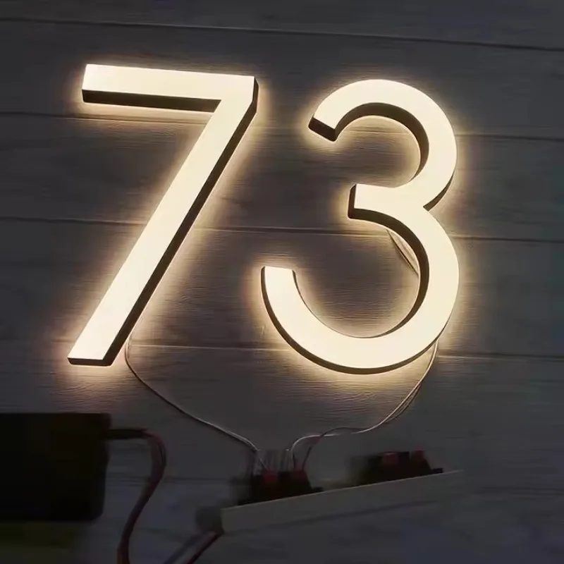

Custom House Numbers Outdoor Waterproof LED Illuminated Address Plates Modern Number Light for House Apartment Office Hotel