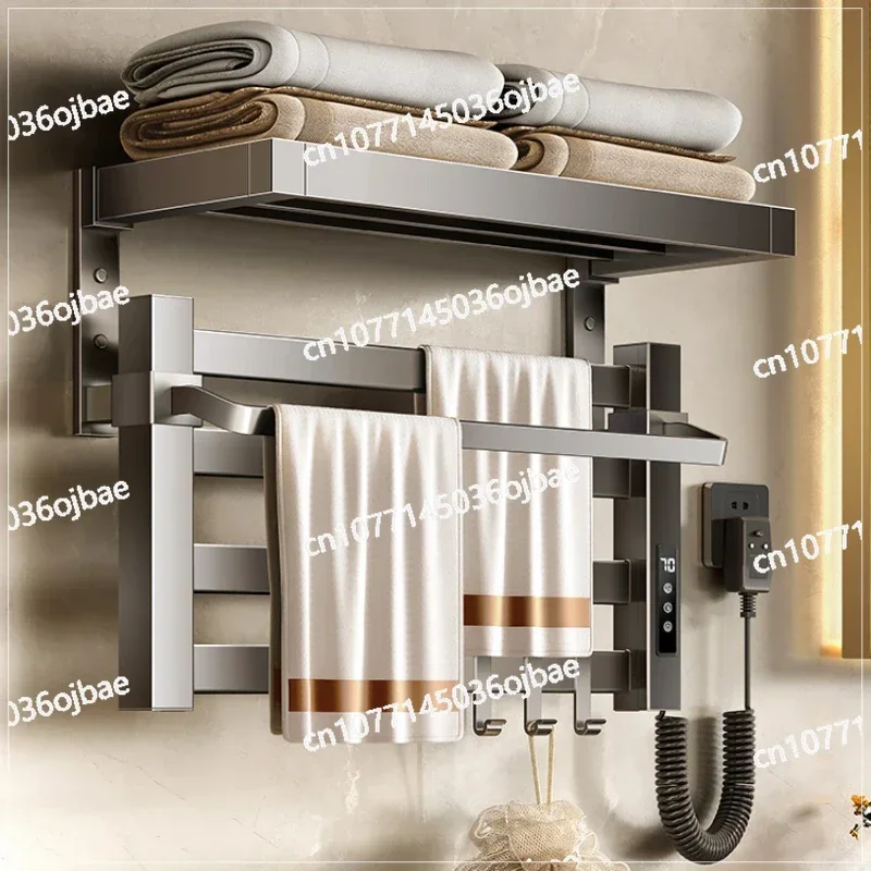 Home Smart Electric Drying Towel Rack Gun Gray Electric Towel Rack No Punching Bathroom Heating Sterilization