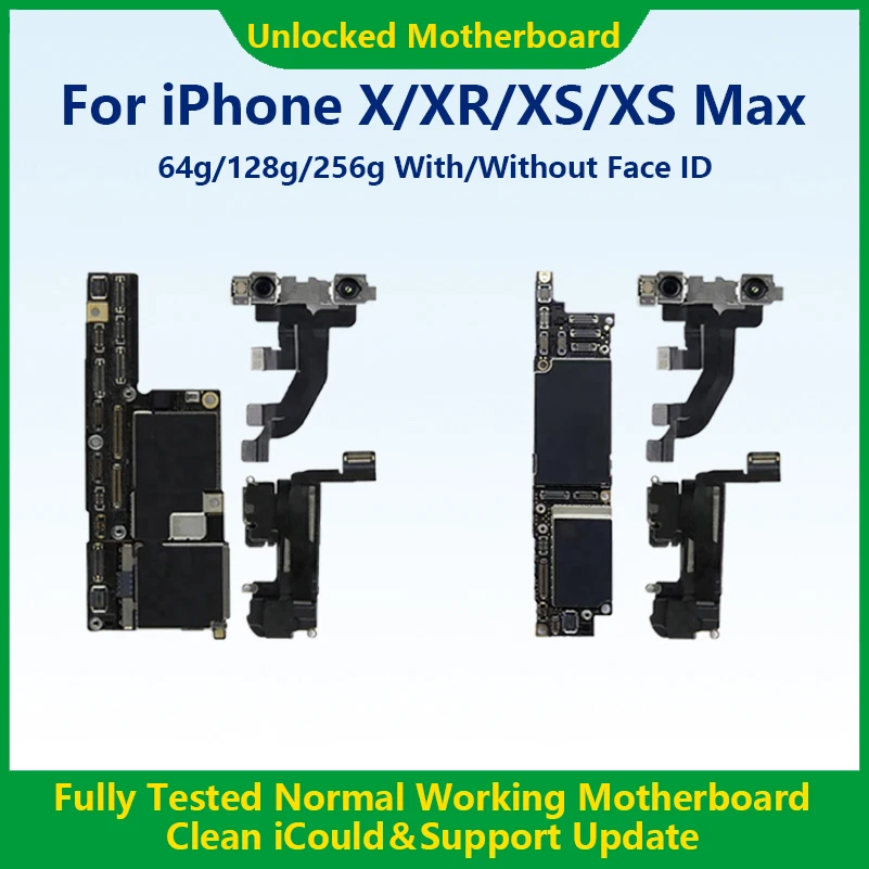 100%Working Mainboard For iPhone X/XR/XS Max With Face ID Fully Tested Cleaned iCloud And Unlocked Motherboard Fast Shipping