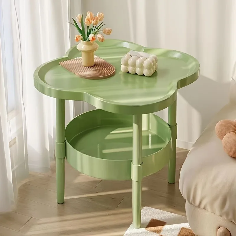 Czterolistna koniczyna Sofa boczna Kilka sypialni Mały stolik Stół do przechowywania w salonie Kreatywny balkonowy dwuwarstwowy stolik kawowy — zdjęcie 3