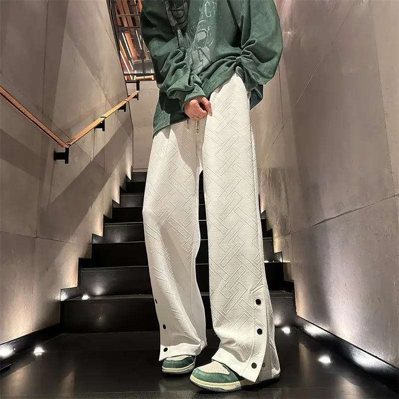 

Мужские повседневные брюки на весну-осень, новинка, прямые спортивные штаны свободного кроя с пуговицами и разрезами, длинные брюки ​