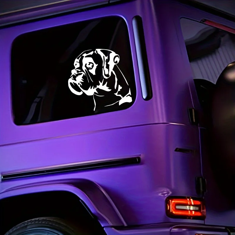 

1pc Cartoon Boxer Dog Head Vinyl Decal, Waterproof Removable Sticker for Car Rear Window, Laptop & Vehicle